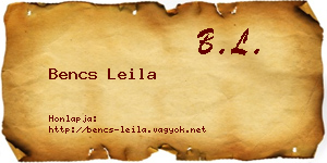 Bencs Leila névjegykártya